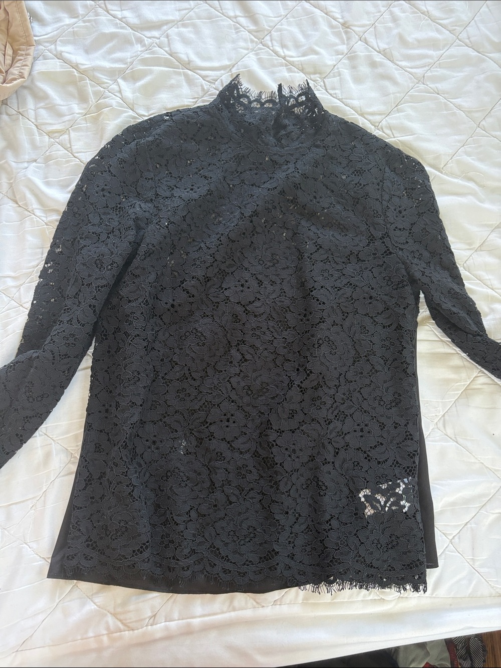 J crew lace mock neck top